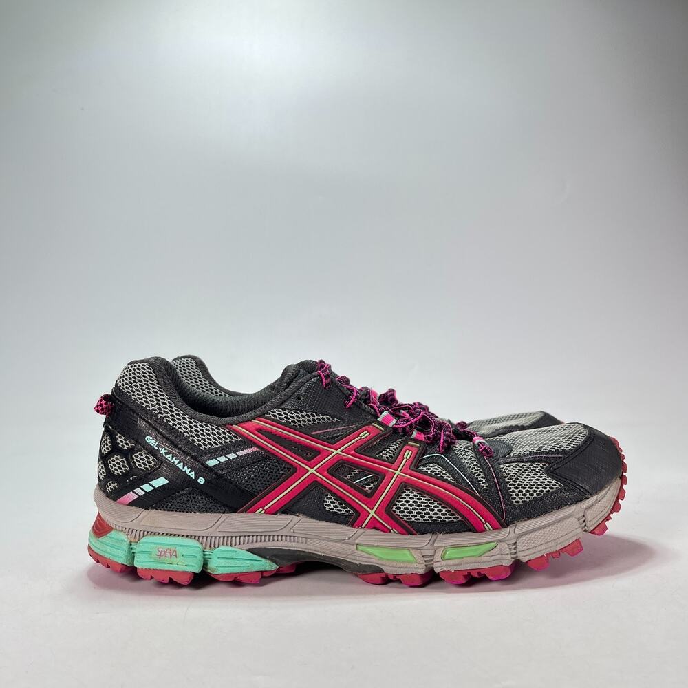 ASICS Gel-Kahana 8 Dark Steel Pink Mint Trail Running Shoes T6L5N Womens Sz 10.5